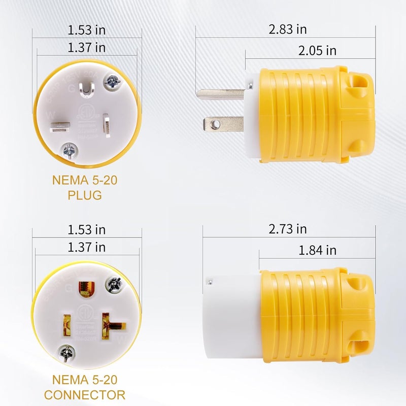 Suplevel 20 Amp 125 Volt Electrical Replacement Female Plugs 10PCS, NEMA 5-20R Extension Cord Female Connector Ends, 2 Pole, 3 Wire Grounding, Industrial Grade, Straight Blade, Heavy Duty, ETL Listed - Image 4